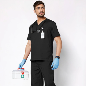 Classic Men's V-Neck (Black) Scrub