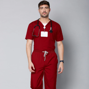 Classic Men's 10 Pocket (Maroon) Scrub
