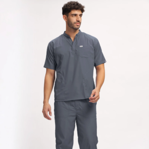 Classic Men's Mandarin Collar (Heather Grey) Scrub
