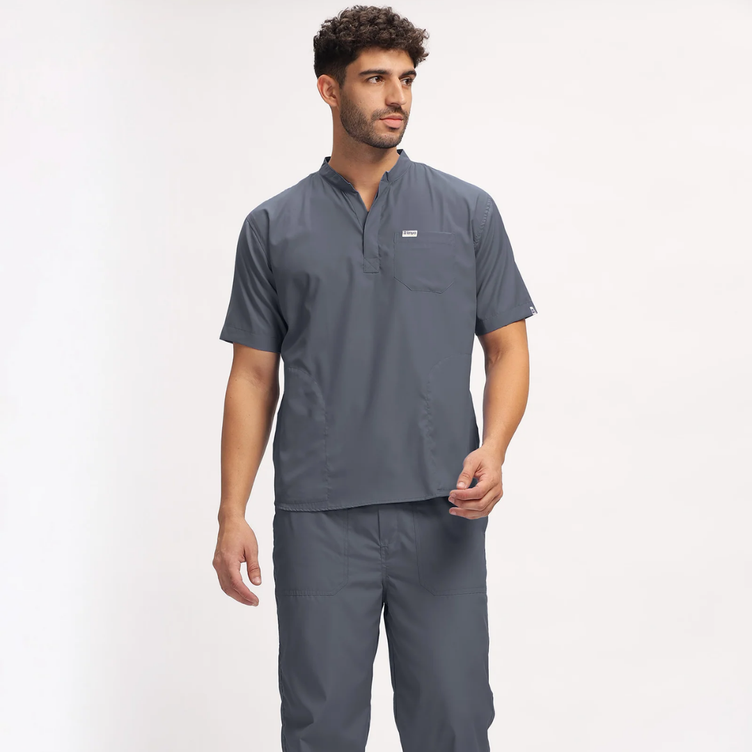 Classic Men's Mandarin Collar (Heather Grey) Scrub