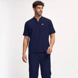 Classic Men's Mandarin Collar (Navy) Scrub
