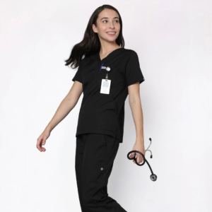 Classic Women's V-Neck (Black) Scrub