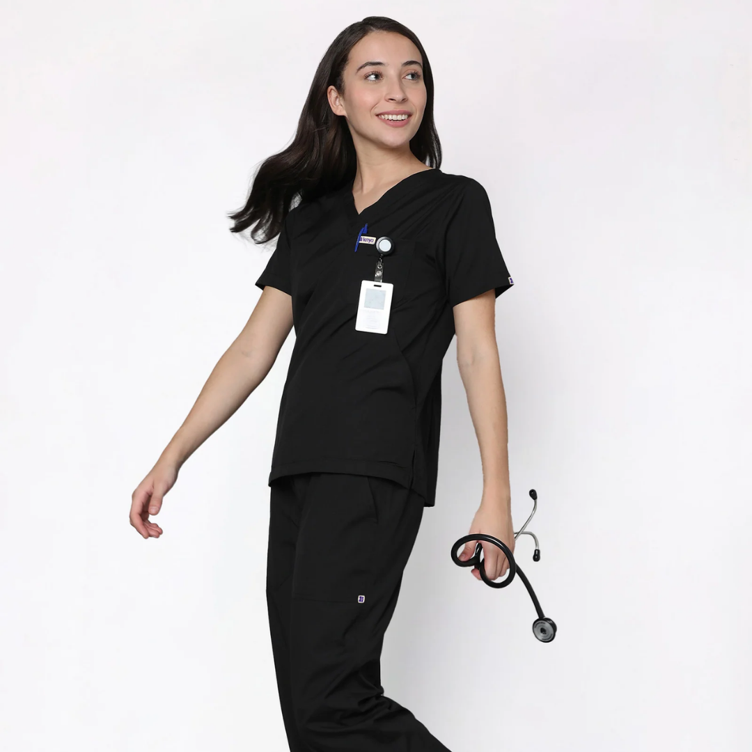 Classic Women's V-Neck (Black) Scrub