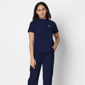 Classic Women's Mandarin Collar (Navy) Scrub
