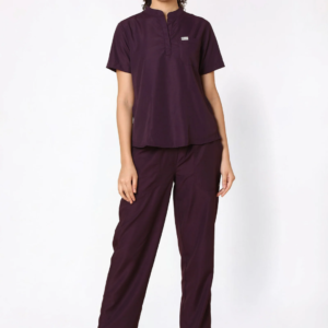 Classic Women's Mandarin Collar (Wine) Scrub