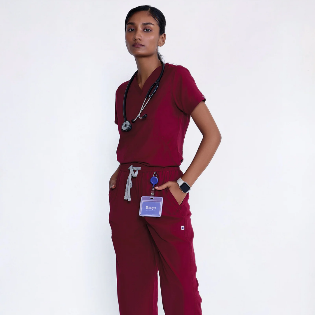 Classic Women's V-Neck (Maroon) Scrub