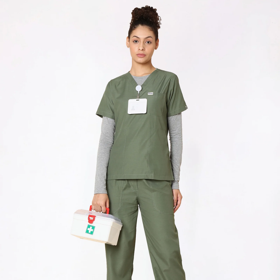 Classic Women's V-Neck (Olive) Scrub