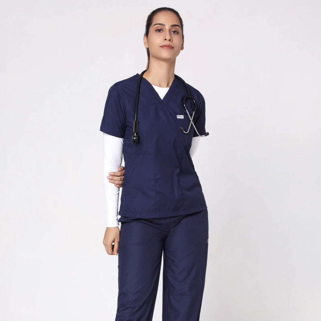 Classic Women's V-Neck (Navy) Scrub