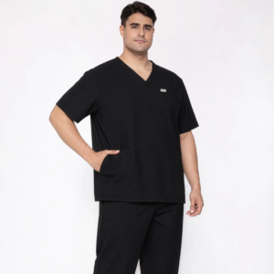 ecoflex™ Men's V-Neck (Black) Plus Size Scrub