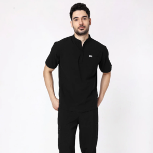 ecoflex™ Men's Mandarin Collar (Black) Scrubs