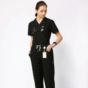 ecoflex™ Women's V-Neck (Black) Scrub